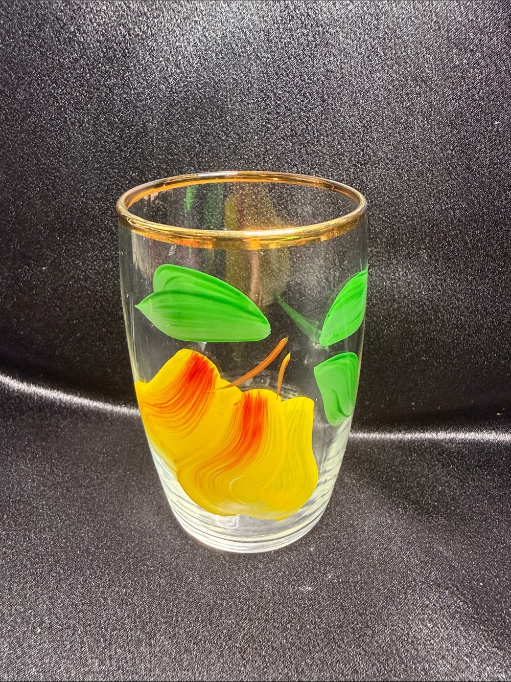Hand-Painted Yellow Floral Juice Glass
